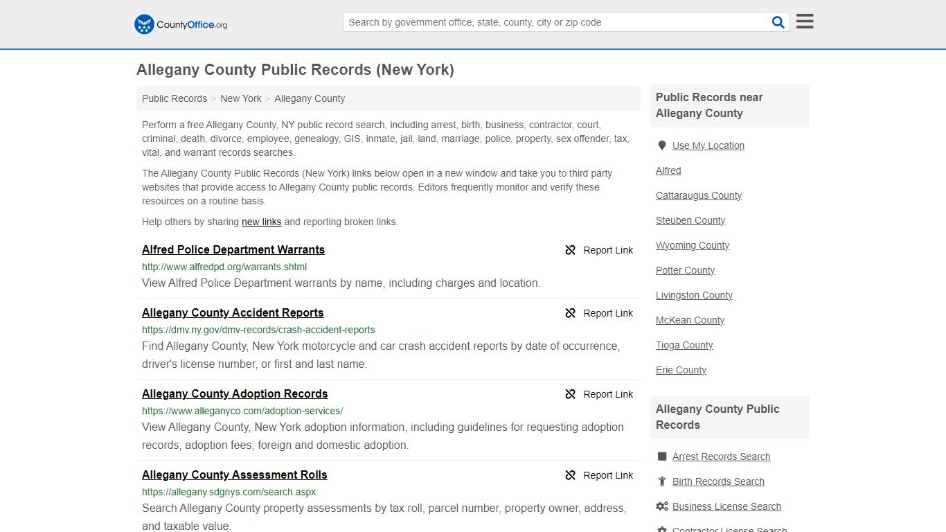 Public Records - Allegany County, NY (Business, Criminal, GIS, Property ...